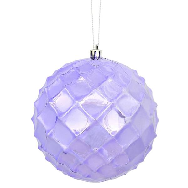 4.75" Lavender Shiny Diamond Bauble Ornament (4 pack)