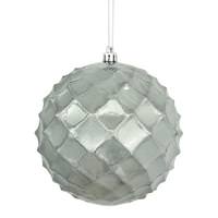 Vickerman 4.75" Pewter Shiny Diamond Bauble Ornament (4 pack)