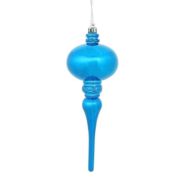 8" Blue Shiny Finial Ornament (3 pack)