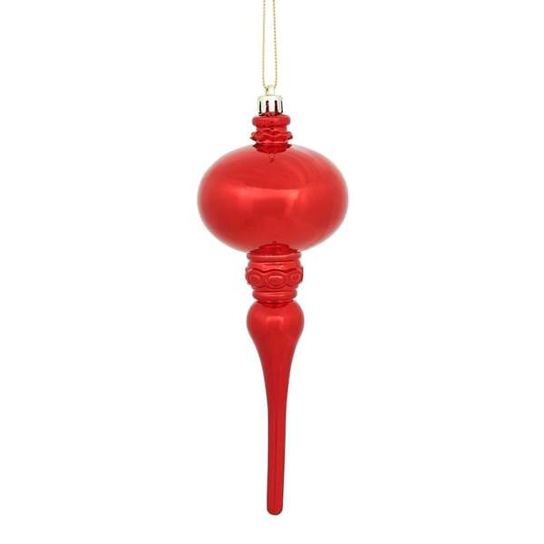 8" Red Shiny Finial Ornament (3 pack)