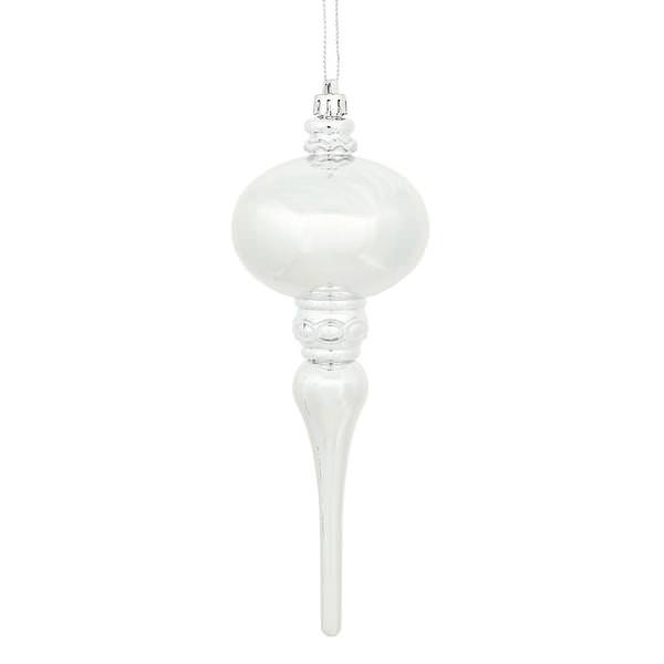 8" Silver Shiny Finial Ornament (3 pack)
