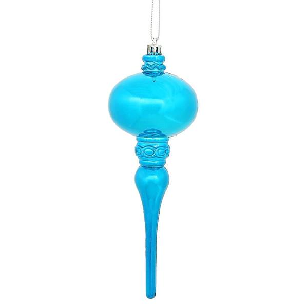 8" Turquoise Shiny Finial Ornament (3 pack)