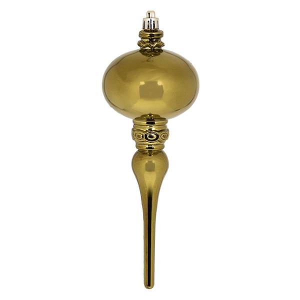 8" Olive Shiny Finial Ornament (3 pack)
