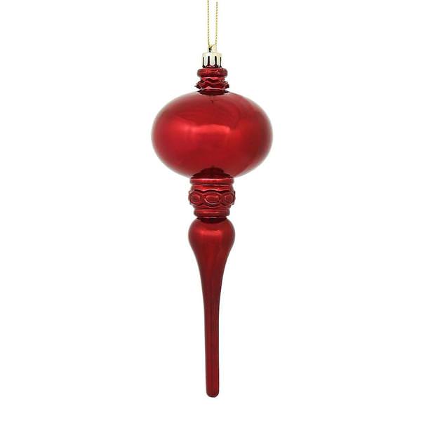 8" Wine Shiny Finial Ornament (3 pack)