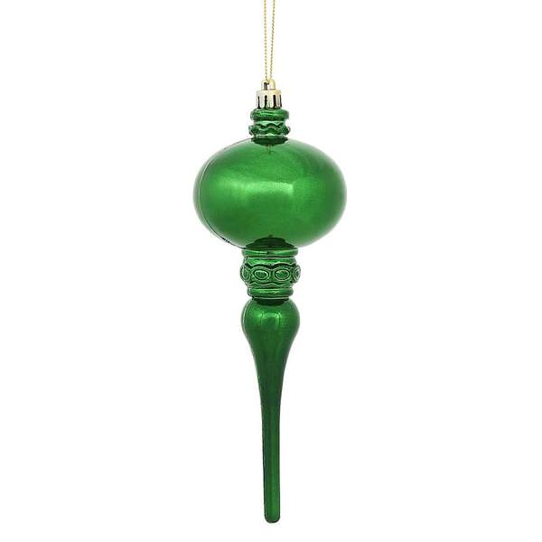 8" Emerald Shiny Finial Ornament (3 pack)