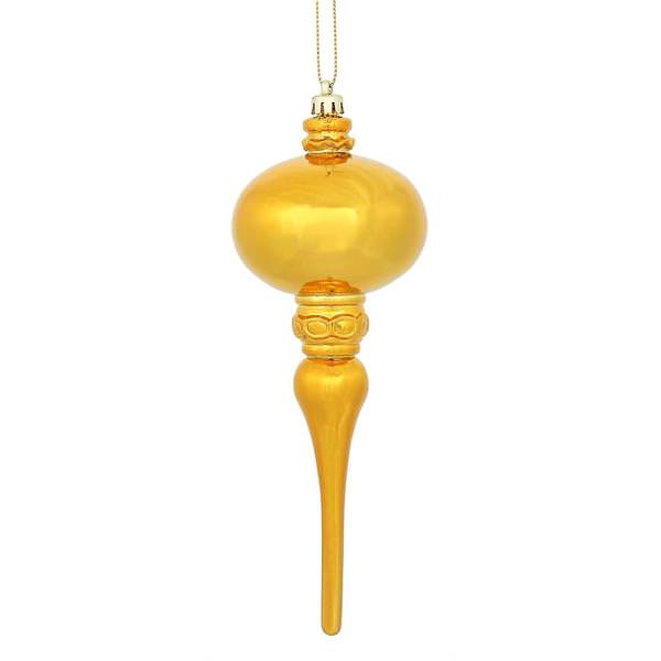 8" Antique Gold Shiny Finial Ornament (3 pack)
