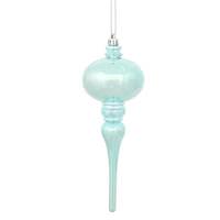 Vickerman 8" Baby Blue Shiny Finial Ornament (3 pack)