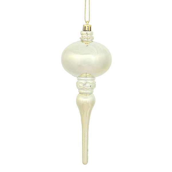 8" Champagne Shiny Finial Ornament (3 pack)