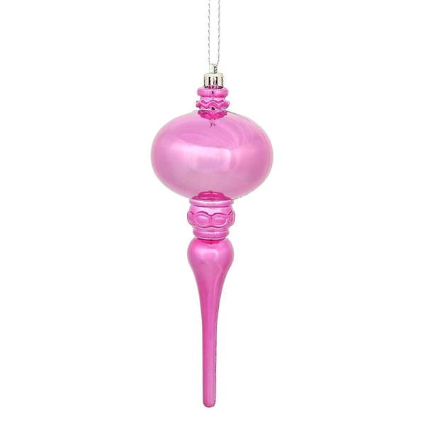 8" Mauve Shiny Finial Ornament (3 pack)