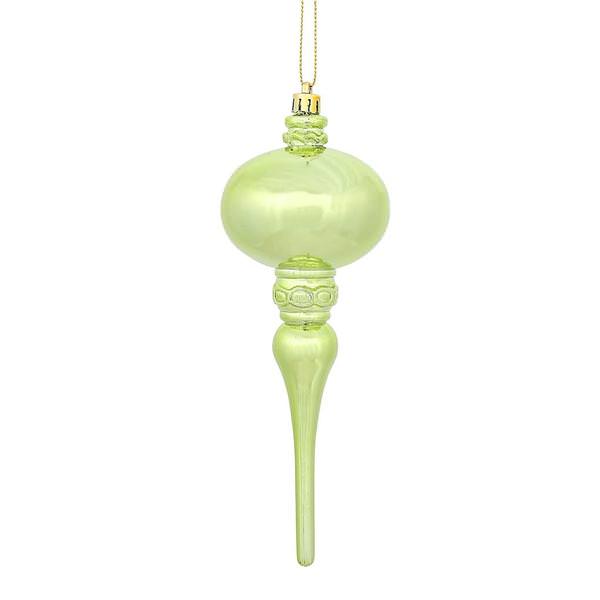 8" Celadon Shiny Finial Ornament (3 pack)