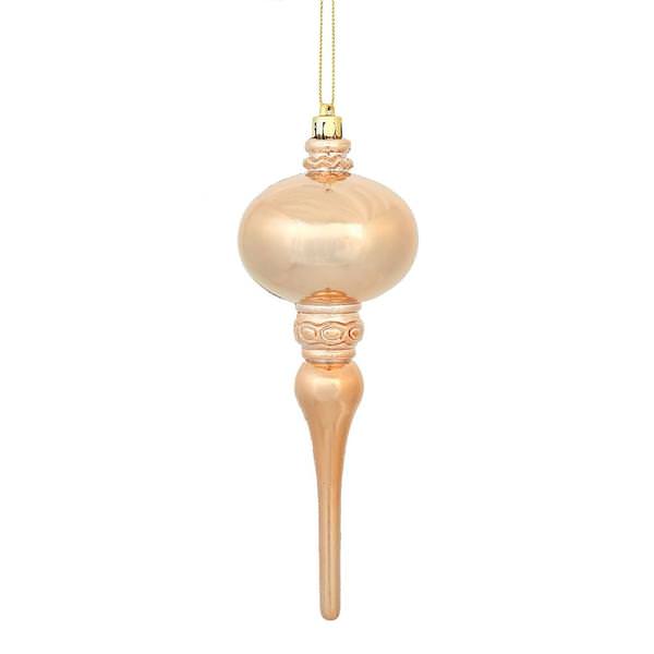 8" Rose Gold Shiny Finial Ornament (3 pack)