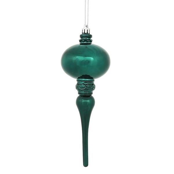 8" Sea Blue Shiny Finial Ornament (3 pack)