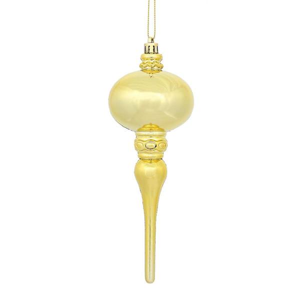 8" Gold Shiny Finial Ornament (3 pack)