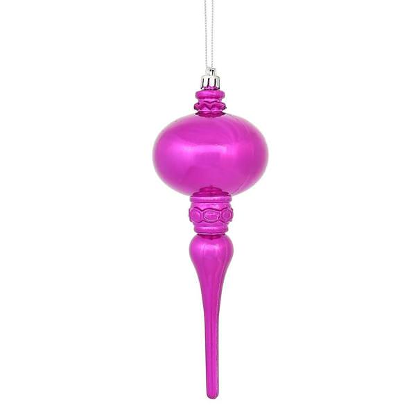 8" Fuchsia Shiny Finial Ornament (3 pack)