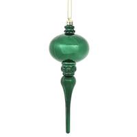Vickerman 8" Midnight Green Shiny Finial Ornament (3 pack)