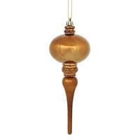 Vickerman 8" Mocha Shiny Finial Ornament (3 pack)