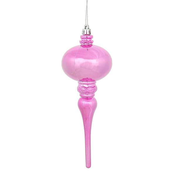 8" Pink Shiny Finial Ornament (3 pack)