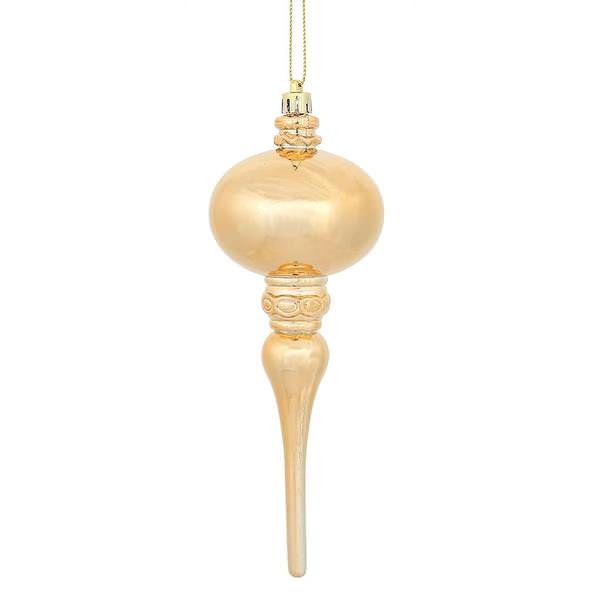 8" Cafe Latte Shiny Finial Ornament (3 pack)