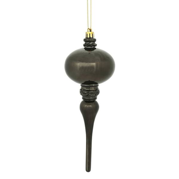 8" Gunmetal Shiny Finial Ornament (3 pack)