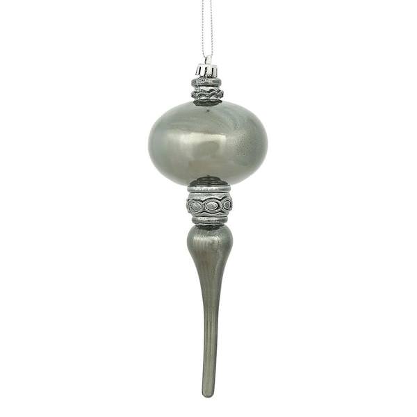 8" Pewter Shiny Finial Ornament (3 pack)