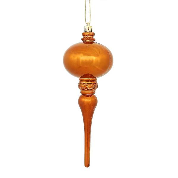 8" Copper Shiny Finial Ornament (3 pack)