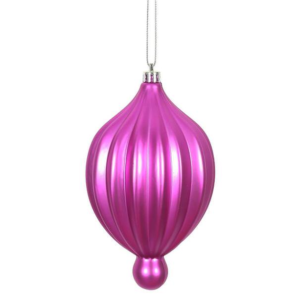 6.3" Fuchsia Matte Lantern Ornament (4 pack)