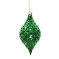 Vickerman 6" Green Shiny Diamond Drop Ornament (4 pack)
