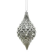 Vickerman 6" Silver Shiny Diamond Drop Ornament (4 pack)