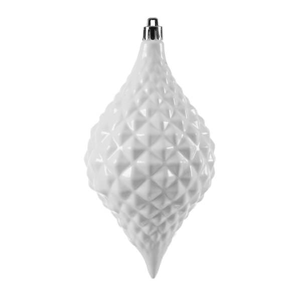 6" White Shiny Diamond Drop Ornament (4 pack)