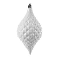 Vickerman 6" White Shiny Diamond Drop Ornament (4 pack)