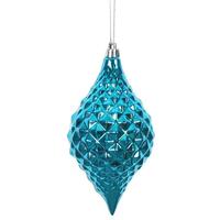 Vickerman 6" Turquoise Shiny Diamond Drop Ornament (4 pack)
