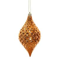 Vickerman 6" Burnished Orange Shiny Diamond Drop Ornament (4 pack)