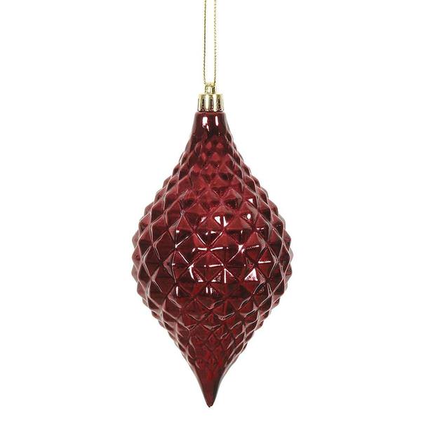 6" Wine Shiny Diamond Drop Ornament (4 pack)