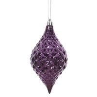 Vickerman 6" Plum Shiny Diamond Drop Ornament (4 pack)