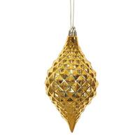 Vickerman 6" Antique Gold Shiny Diamond Drop Ornament (4 pack)