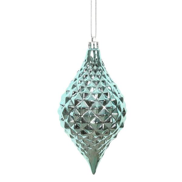 6" Baby Blue Shiny Diamond Drop Ornament (4 pack)