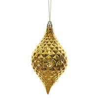 Vickerman 6" Honey Gold Shiny Diamond Drop Ornament (4 pack)
