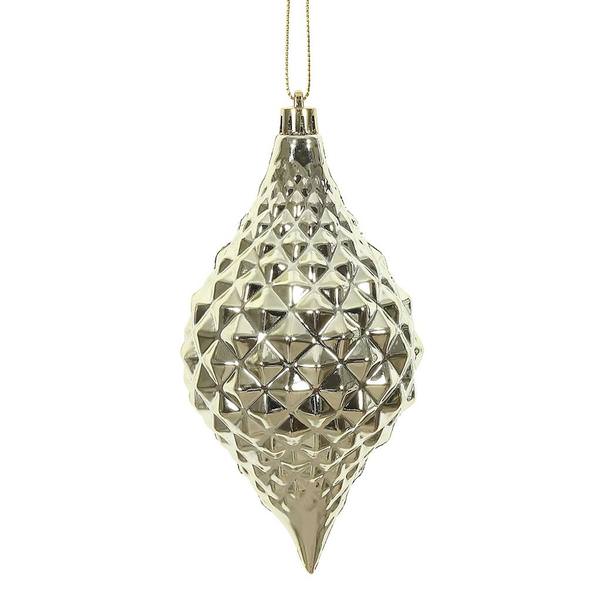 6" Champagne Shiny Diamond Drop Ornament (4 pack)