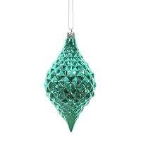 Vickerman 6" Teal Shiny Diamond Drop Ornament (4 pack)