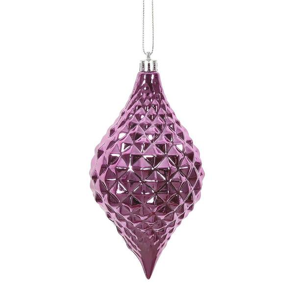 6" Mauve Shiny Diamond Drop Ornament (4 pack)