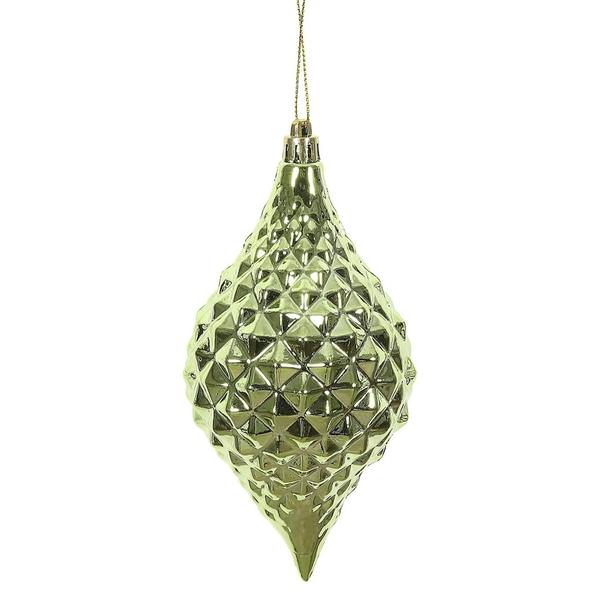 6" Celadon Shiny Diamond Drop Ornament (4 pack)
