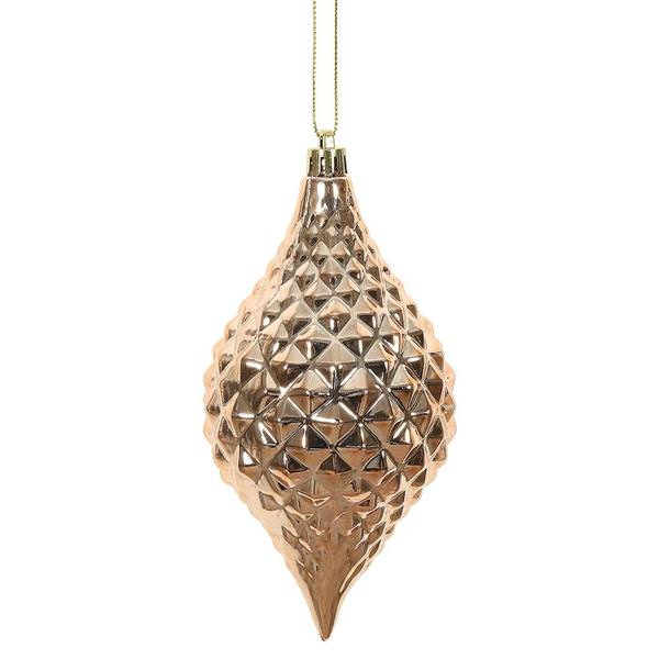 6" Rose Gold Shiny Diamond Drop Ornament (4 pack)