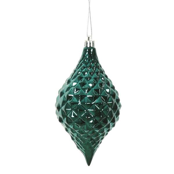 6" Sea Blue Shiny Diamond Drop Ornament (4 pack)