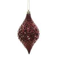 Vickerman 6" Burgundy Shiny Diamond Drop Ornament (4 pack)