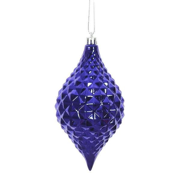 6" Purple Shiny Diamond Drop Ornament (4 pack)