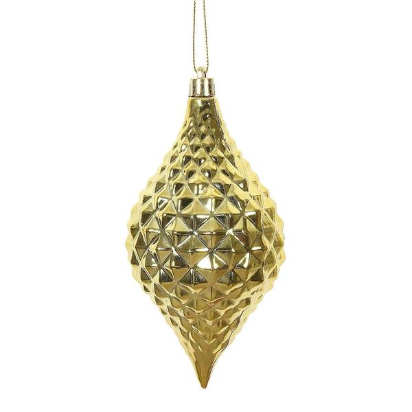 6" Gold Shiny Diamond Drop Ornament (4 pack)