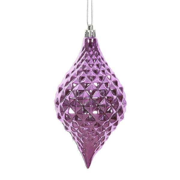 6" Orchid Shiny Diamond Drop Ornament (4 pack)