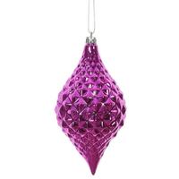 Vickerman 6" Fuchsia Shiny Diamond Drop Ornament (4 pack)