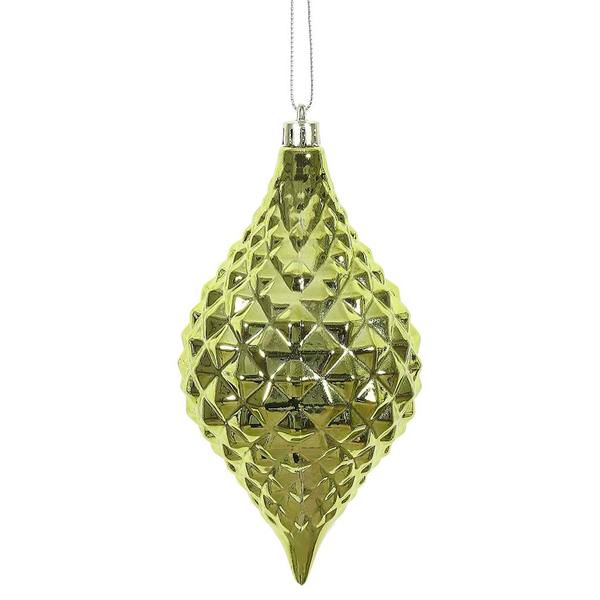 6" Lime Shiny Diamond Drop Ornament (4 pack)