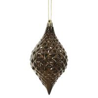 Vickerman 6" Chocolate Shiny Diamond Drop Ornament (4 pack)